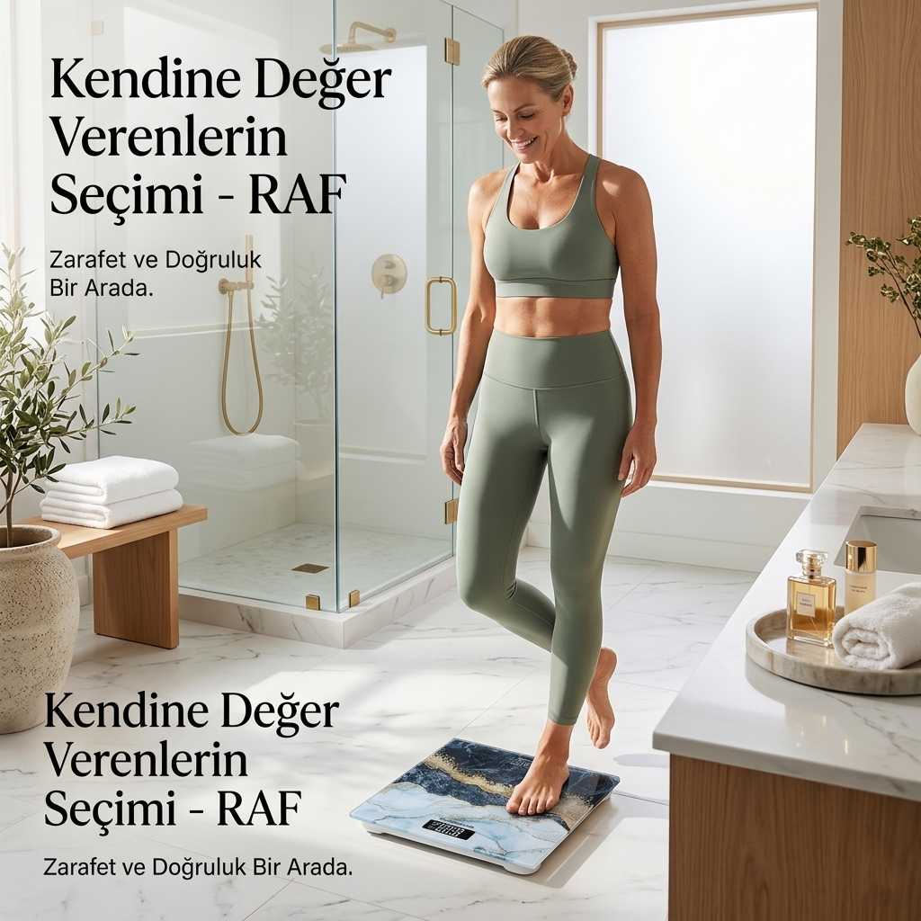 RAF R.10029﻿ - Elektron Döşəmə Tərəzisi, Maksimum 180 kq Tutum, Dəqiq Bədən Çəkisi Ölçümü, Batareyanın Səviyyə Göstəricisi, LED Yüksək Təyinatlı Ekran